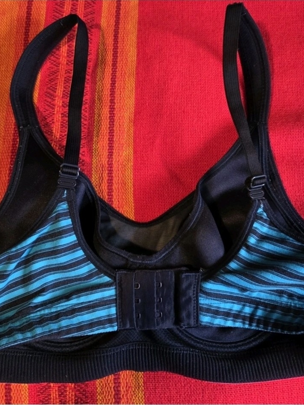 Victoria's Secret Sport (VSX) blue and black striped sports bra. 34C underwire - Picture 2 of 9